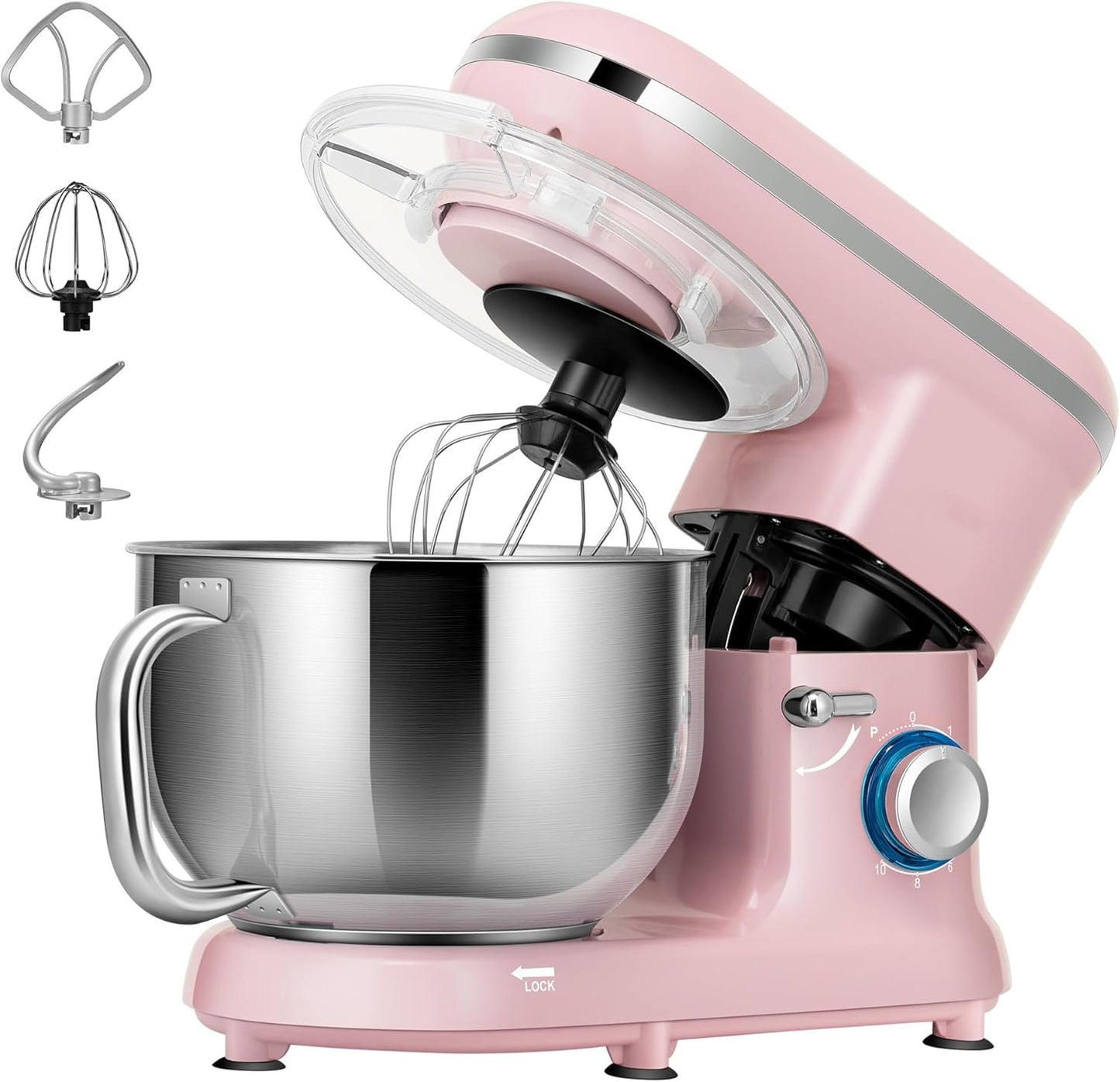 Stand Mixer, 660W 10 Speed 6 Quart Tilt-Head Kitchen Electric Food Mixer with Beater, Dough Hook, Wire Whip and Egg Separator