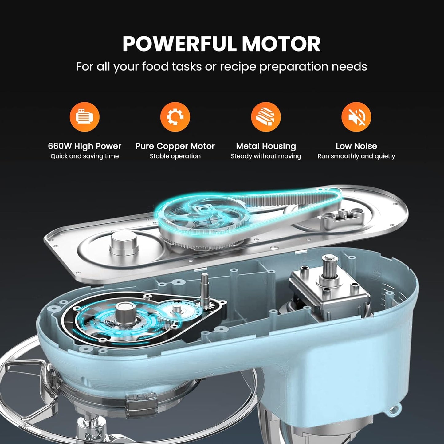 Stand Mixer, 660W 10 Speed 6 Quart Tilt-Head Kitchen Electric Food Mixer with Beater, Dough Hook, Wire Whip and Egg Separator