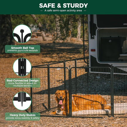 FXW Rollick Dog Playpen for Yard, RV Camping, 45 inch 48 Panels for Large Dogs│Patented