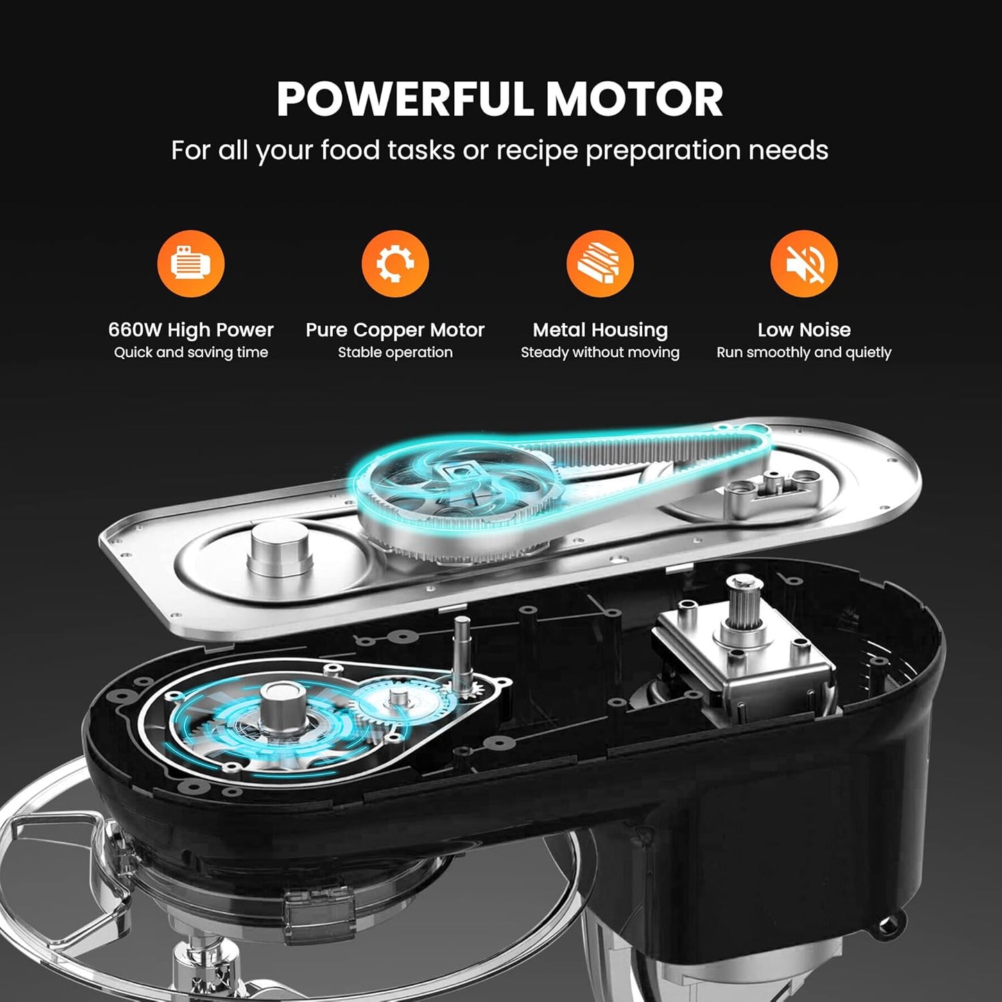 Stand Mixer, 660W 10 Speed 6 Quart Tilt-Head Kitchen Electric Food Mixer with Beater, Dough Hook, Wire Whip and Egg Separator
