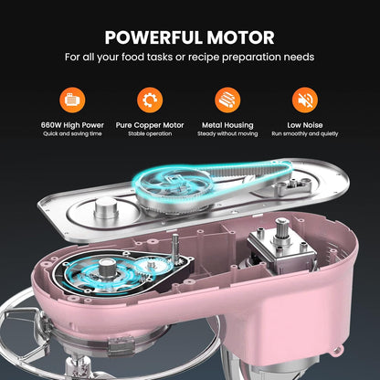 Stand Mixer, 660W 10 Speed 6 Quart Tilt-Head Kitchen Electric Food Mixer with Beater, Dough Hook, Wire Whip and Egg Separator