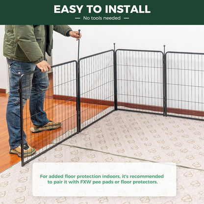FXW Rollick Dog Playpen for Yard, RV Camping, 45 inch 48 Panels for Large Dogs│Patented