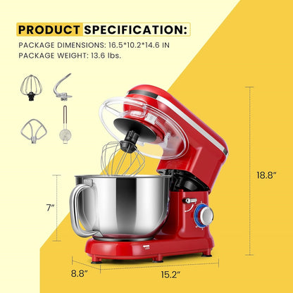 Stand Mixer, 660W 10 Speed 6 Quart Tilt-Head Kitchen Electric Food Mixer with Beater, Dough Hook, Wire Whip and Egg Separator