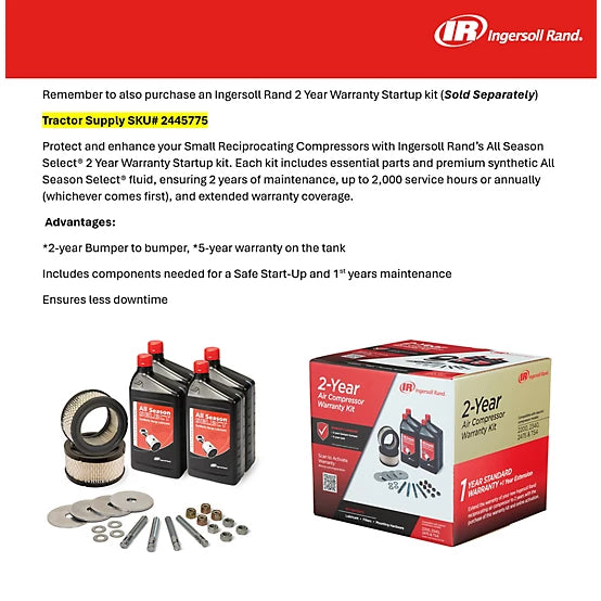 Ingersoll Rand 5 HP 80 gal. 2-Stage Reciprocating Air Compressor, 175 PSI