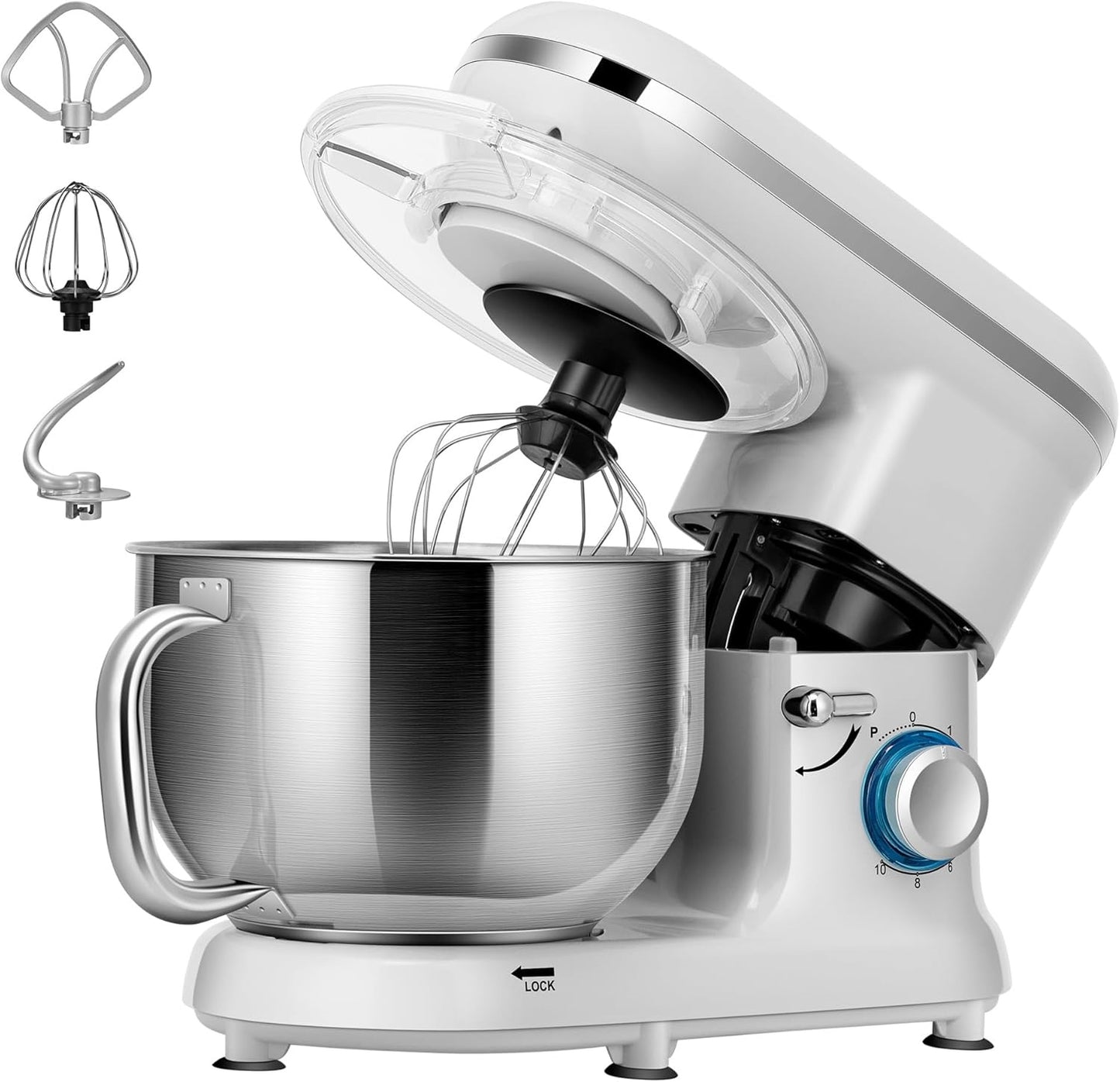 Stand Mixer, 660W 10 Speed 6 Quart Tilt-Head Kitchen Electric Food Mixer with Beater, Dough Hook, Wire Whip and Egg Separator