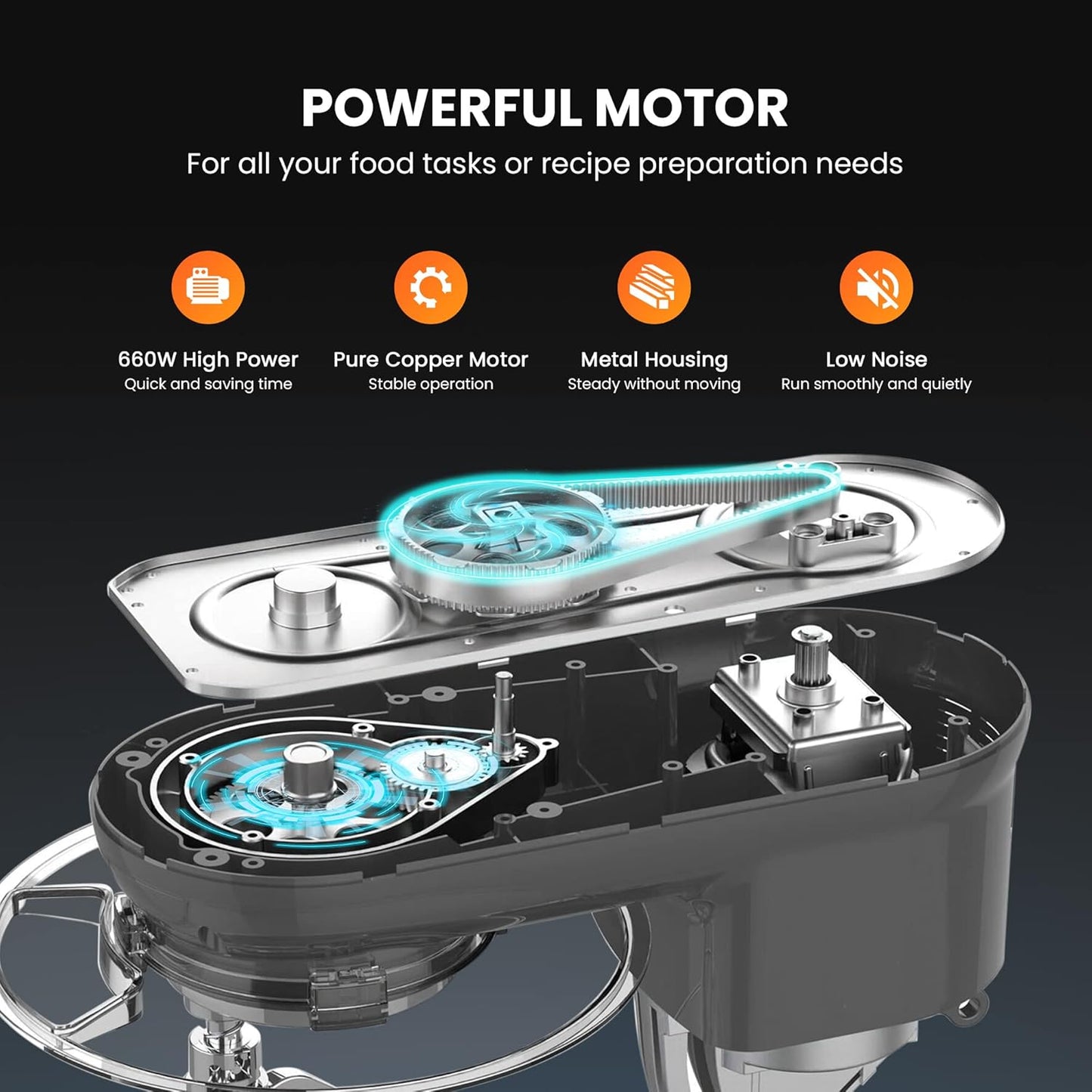 Stand Mixer, 660W 10 Speed 6 Quart Tilt-Head Kitchen Electric Food Mixer with Beater, Dough Hook, Wire Whip and Egg Separator